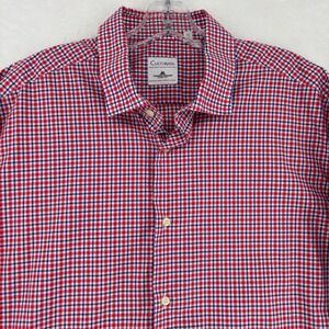 Culturata Thomas Mason Men XXL Red White Blue Check Button Down Shirt Italy 18.5
